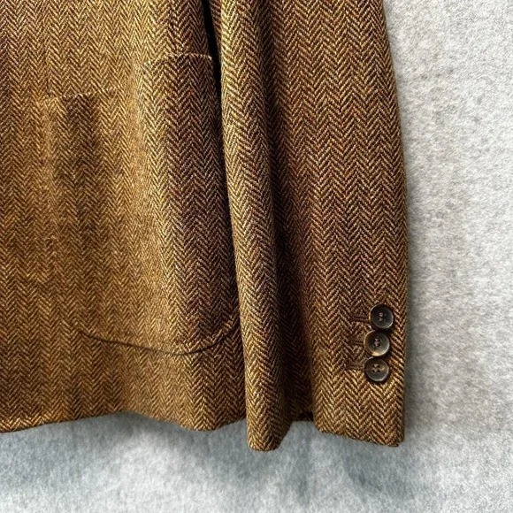 Malo Mens Virgin Fleece Wool One Button Blazer Sport Coat Herringbone 36‎ Small